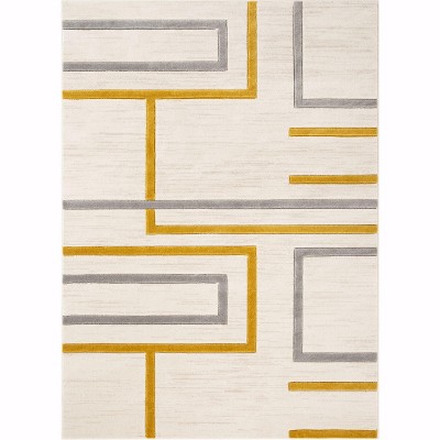 Well Woven Fiora Modern Geometric Stripes Boxes Area Rug