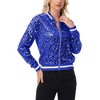 Anna-Kaci Women's Sequin Bomber Jacket with Ribbed Trim and Front Zipper Closure - 2 of 4