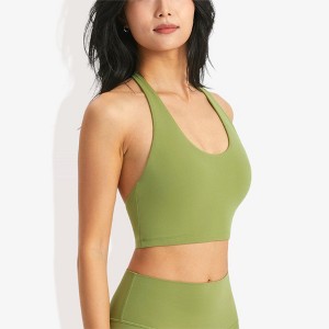 Anna-Kaci Active Women's High Neck Halter Open Back Sports Bra Padded Seamless Yoga Top for Running, Gym, and Fitness Training - 1 of 4
