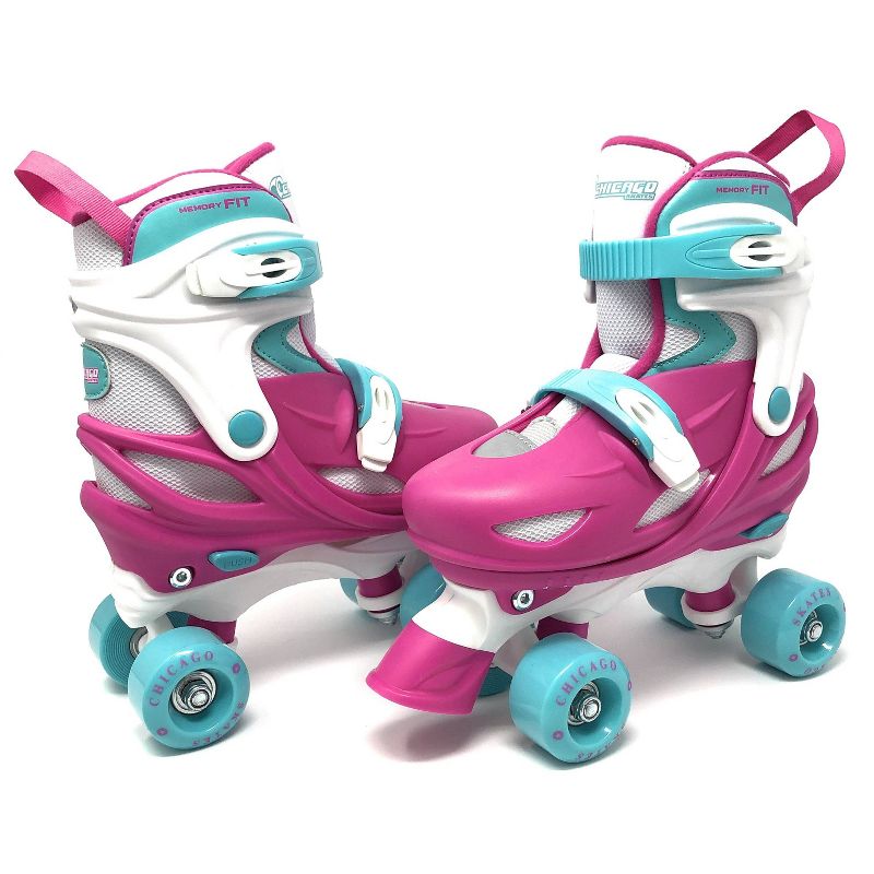 Chicago Skates Adjustable Kids' Quad Roller Skate - Pink/White, 1 of 6