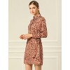 INSPIRE CHIC Women's Buttoned Flap Pockets Short Leopard A-line Dress - 4 of 4