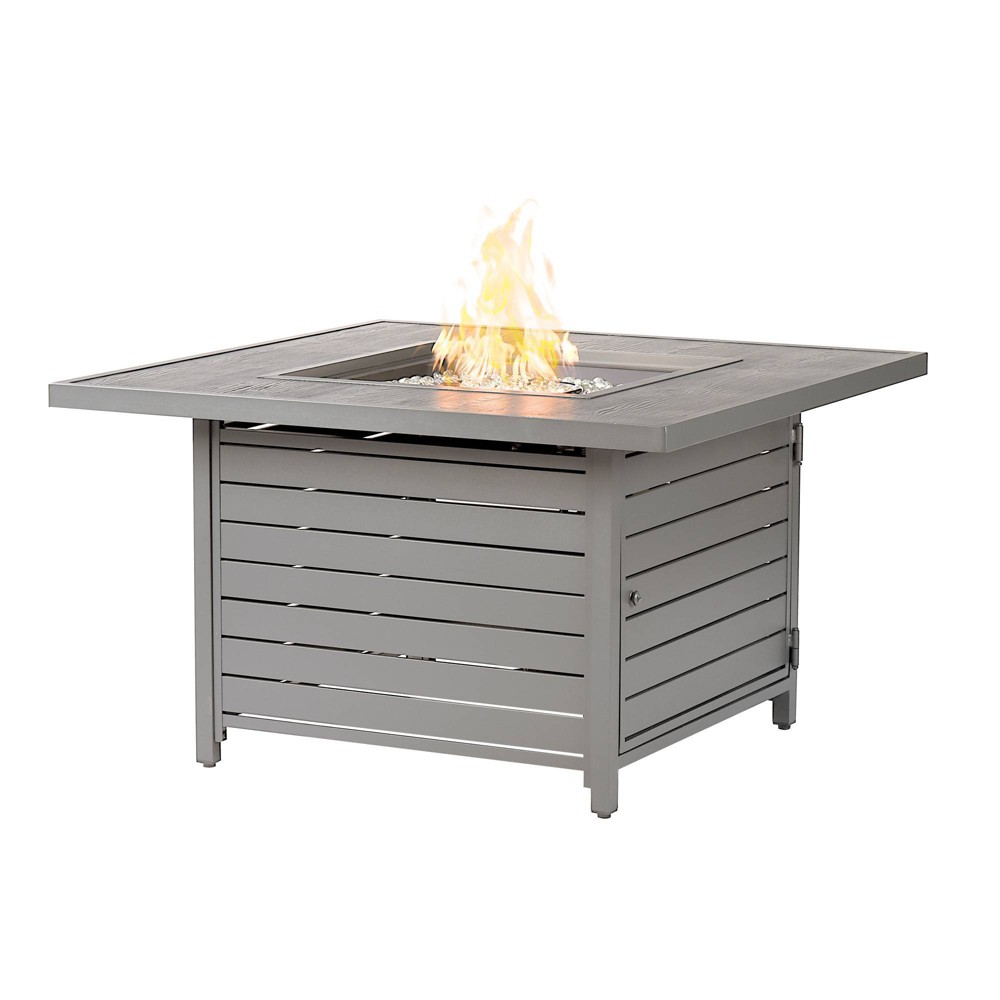 Photos - Electric Fireplace 42" Square 55000 BTUs Aluminum Propane Glass Fire Pit Table with Two Cover