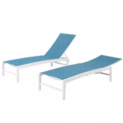 2pk Outdoor All Weather Aluminum Adjustable Chaise Lounge Chairs for Patio Beach Yard Pool - Crestlive Products