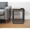 HomeRoots Set of Two Natural and Black Solid Wood and Metal Square Sled Nested Tables - 2 of 4