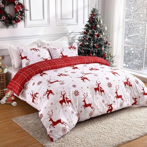 GustoWave Christmas Soft Reindeer Duvet Cover and Pillow Shams Set, Bedding Set - 1 of 4