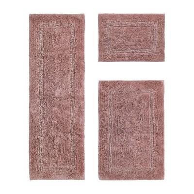 Lux Premium 100% Cotton  Ultra-Soft Tufted Solid Reversible 3 Piece Bath Rug Set, Water-Absorbent, Durable, Machine Washable Bathroom Rug