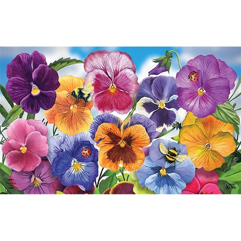 J&V TEXTILES 18 in. x 30 in. Spring Bloom Kitchen Cushion Floor