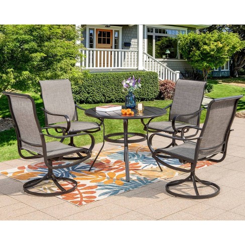 5pc Patio Dining Set with Round Table Steel Swivel Chairs Captiva Designs