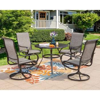 5pc Patio Dining Set with Round Table & Steel Swivel Chairs - Captiva Designs