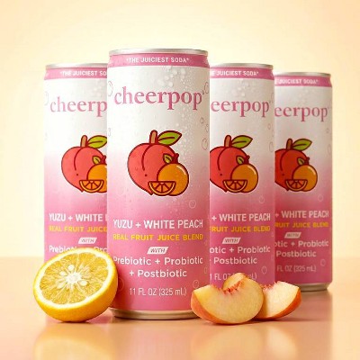 cheerpop Sparkling Yuzu + White Peach Juice Drink - 11oz/4pk