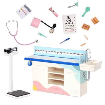 Our Generation Doctor Days Exam Table & Light-Up Otoscope Accessory Set for 18" Dolls