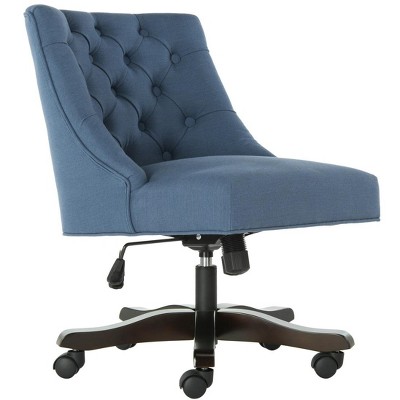 Espresso Black Linen and Wood Transitional Swivel Task Chair