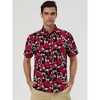 Lars Amadeus Men's Summer Floral Print Short Sleeve Button Down Beach Hawaiian Casual Shirt - 3 of 4
