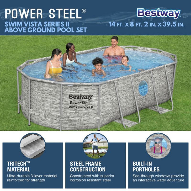 Bestway Power Steel Swim Vista Series II Above Ground Outdoor Swimming Pool, 3 of 8