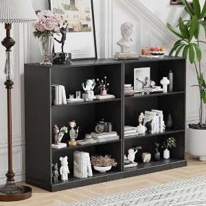 2-Piece Modern Minimalist Doorless Wood Grain Cabinet with 3-Layer Shelves - 1 of 2