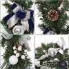 6ft Pre-Lit Christmas Garland with 20 Warm White LEDs, Flower & Bow Decor for Indoor/Outdoor Front Door and Mantle - 3 of 4