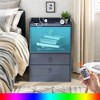 FurnitureR LED Nightstand with USB Ports & Power Outlets, Bedside End Table with 2 Drawers and Storage Shelf for Bedroom, Black, Set of 1 - 2 of 4
