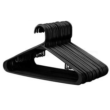 HOUSE DAY Durable Plastic Hangers Light-Weight with Hooks Black 60 Pack