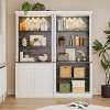 White Bookshelf Storage Cabinet with LED Lights, 5 Tier Freestanding Storage Shelves, 71 Inch Tall Bookcase for Living Room, Office - 2 of 4
