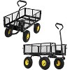 Heavy Duty Steel Garden Wagon Cart with Removable Sides, All Terrain Tires, Rolling Mesh Utility Wagon for Lawn Farm - 3 of 4