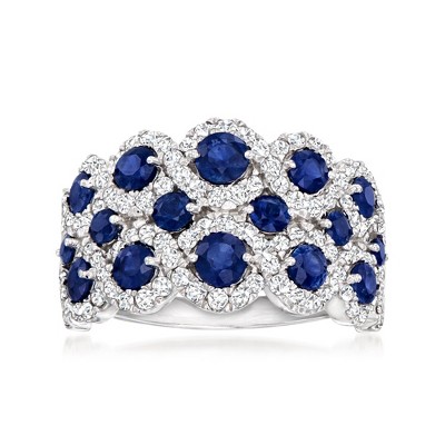 Ross-Simons 1.50 ct. t.w. Sapphire and 1.00 ct. t.w. Diamond Ring in 14kt White Gold Size 7