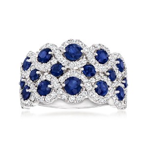 Ross-Simons 1.50 ct. t.w. Sapphire and 1.00 ct. t.w. Diamond Ring in 14kt White Gold Size 7 - 1 of 4