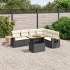 vidaXL 7 Piece Patio Sofa Set with Cushions Poly Rattan - Black and Cream without Storage - 2 of 4