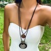 Long Boho Necklaces for Women Stacking Leather Cord Wooden Disc Pendant Necklaces Choker Vintage Adjustable Trendy Necklace Jewelry Gift - 2 of 4