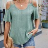 Womens Cold Shoulder Top Basic T Shirts 3/4 Sleeve Casual Blouse Tshirts - 2 of 4
