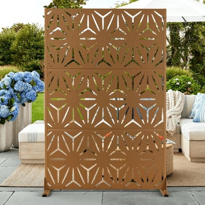 TUYOHW Metal Privacy Screen Outdoor, Decorative Privacy Panels, Freestanding Privacy Screen for Patio, Garden, Pool (White Square)