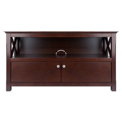 Transitional Cappuccino Brown 44" TV Stand with Cabinet Storage