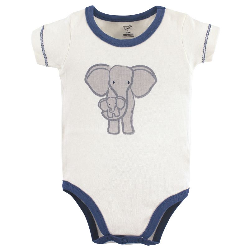 Touched by Nature Baby Boy Organic Cotton Bodysuits 3pk, Elephant, 5 of 6