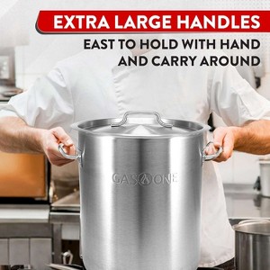 GasOne 20 qt. Stainless Steel Stock Pot in Satin Finish with Lid and Capsule Bottom Heavy-Duty Cooking Pot for Brewing, Soup, Seafood Boil - 1 of 4
