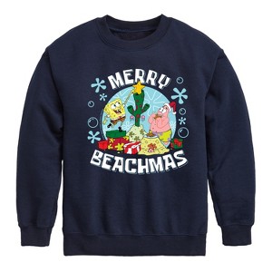Boys' - SpongeBob SquarePants - Merry Beachmas Graphic Long Sleeve Fleece Sweatshirt - 1 of 4