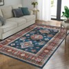 Washable Vintage Rug Non Slip Low Pile Rug Soft Throw Floor Cover Foldable Indoor Carpet for Living Room Bedroom Office - 2 of 4