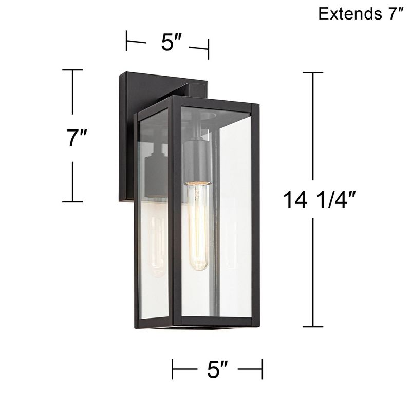 John Timberland Modern Outdoor Wall Light Fixture Mystic Black 14 1/4" Clear Glass Panel for Exterior Barn Deck House Porch Yard Patio Outside Garage, 4 of 9