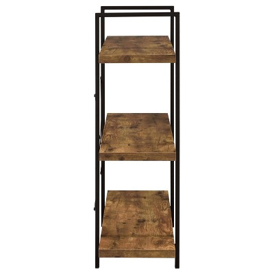 Transitional Black and Brown Wood 3-Shelf Bookcase