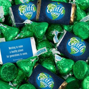 130 Pcs Earth Day Candy Party Favors Hershey's Miniatures & Green Kisses (1.65 lbs, Approx. 130 Pcs)