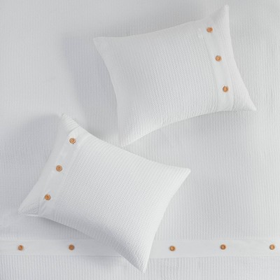White Cotton Waffle Weave King/Cal King Duvet Cover Set