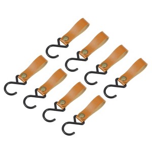 Unique Bargains PU Leather Strap Camping Outdoor S-shaped Hooks and Hangers 8 Pcs - 1 of 4