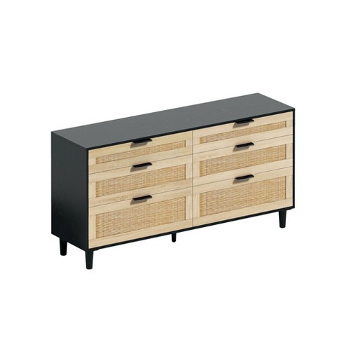 NicBex Rattan Dresser with 6 Drawers for Bedroom,Modern Style Rattan Drawers with Metal Pulls,Dressers for Kids Room,Living Room,Entry and Hallway - image 1 of 4