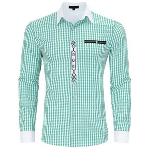 Coolmee Mens Plaid Button Down Shirt Long Sleeve Dressy Shirts Casual Slim Fit Work Shirt with Pocket - 1 of 3