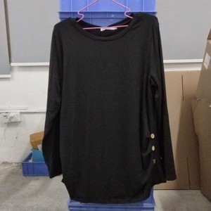 Round neck long sleeved pleated layered maternity top, non vacuum 96 # brown yellow BrownYellow_2XL - 1 of 1