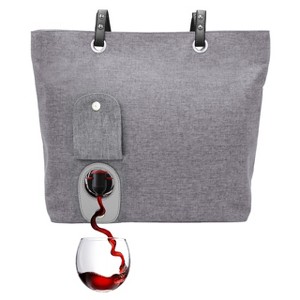 PortoVino City Vegan Leather Tote Bag that Holds and Pours 2 bottles of Wine - 1 of 4