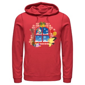 Men's Pokemon Christmas Window Pull Over Hoodie - 1 of 4