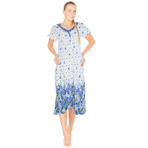 JEFFRICO Womens Nightgowns Short Sleeve Sleepwear Soft Pajama Dress Nightshirts - 1 of 4