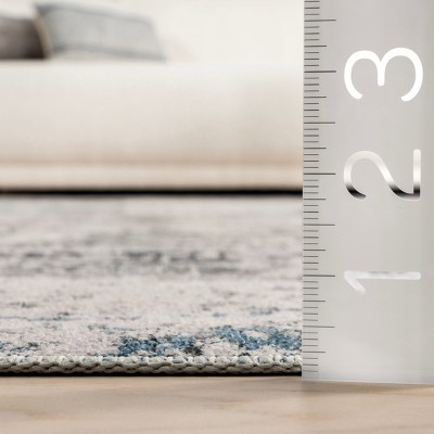 Dali Grey and Blue Abstract Machine Washable 5' x 8' Area Rug