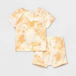 Grayson Collective Baby Tie-Dye Terry Top & Shorts Set - Cream/Yellow