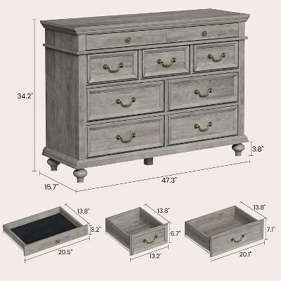Jojoka 48" Wide 9-Drawer Dresser, Modern Wooden Chest with Retro Handles, Large Storage Organizer for Bedroom, Living Room, Closet, Entryway