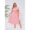 Plus Size Boho Dress Wrap V Neck Maxi Dress - 2 of 4